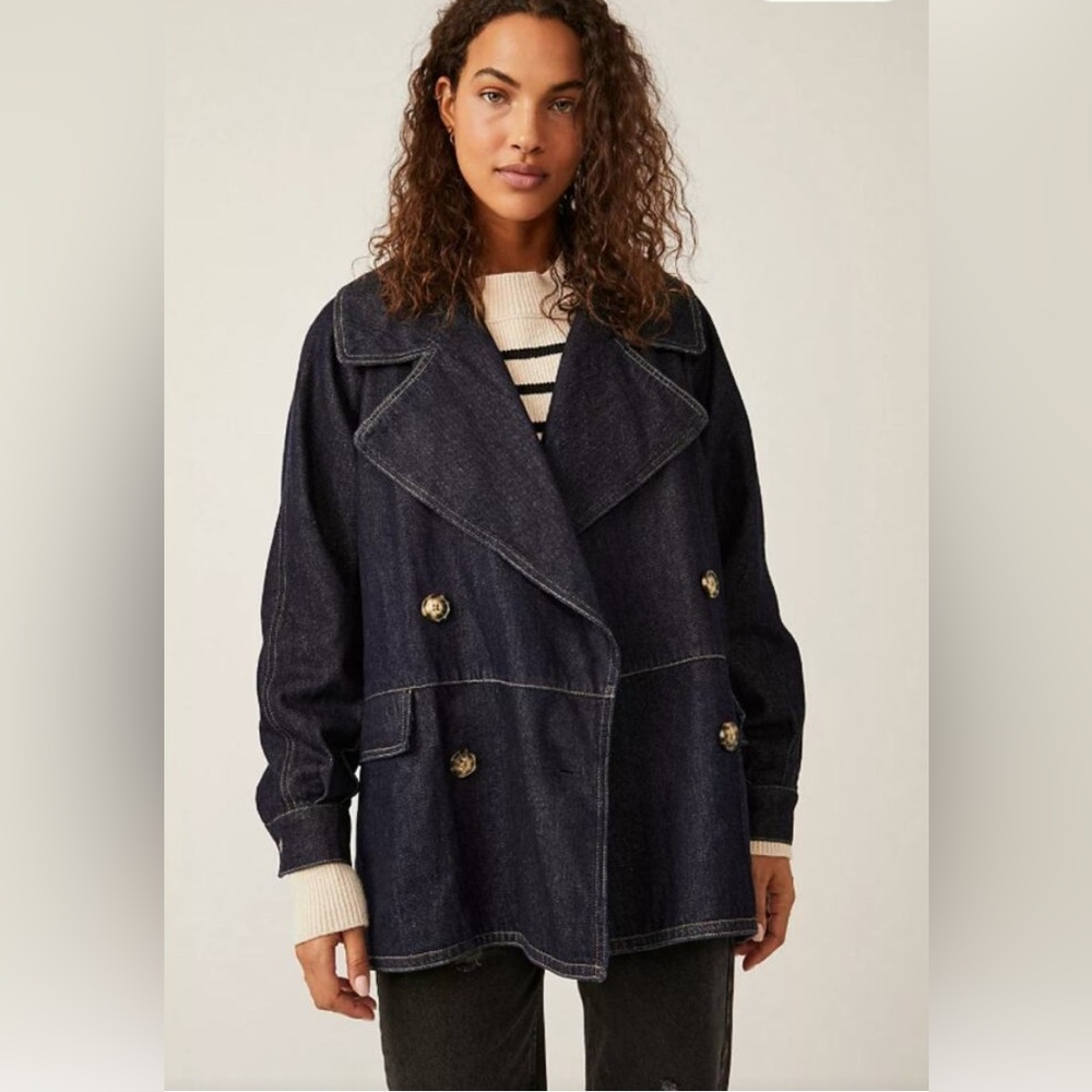 NWOT FREE PEOPLE Denim Car Coat